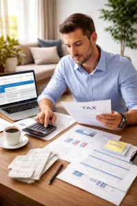 commission earner reviewing tax documents in South Africa