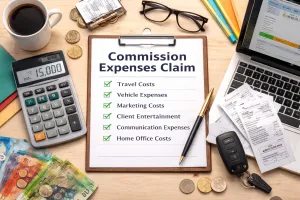 business expense receipts and calculator for commission earner tax deductions