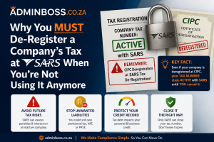 Closed sign on business door indicating company deregistration with SARS.