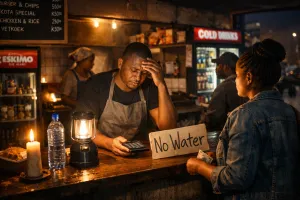 Small business owner in South Africa dealing with electricity and water outages