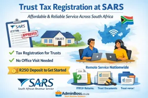 Trust tax registration at SARS in South Africa β affordable remote service for registering trusts for income tax with no office visit required.