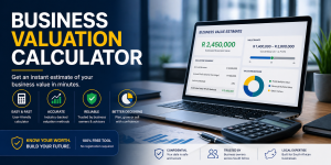 Business valuation calculator dashboard showing estimated company value and financial charts for South African businesses.