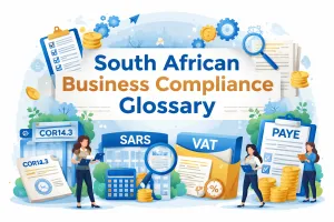 South African business compliance glossary explaining CIPC, SARS, VAT and PAYE terms