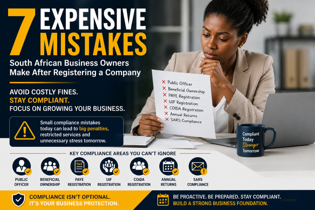 South African business owner reviewing compliance requirements after company registration