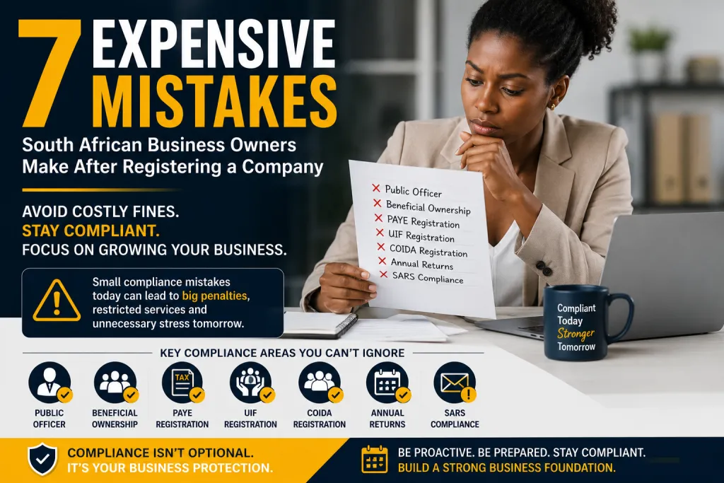 South African business owner reviewing compliance requirements after company registration