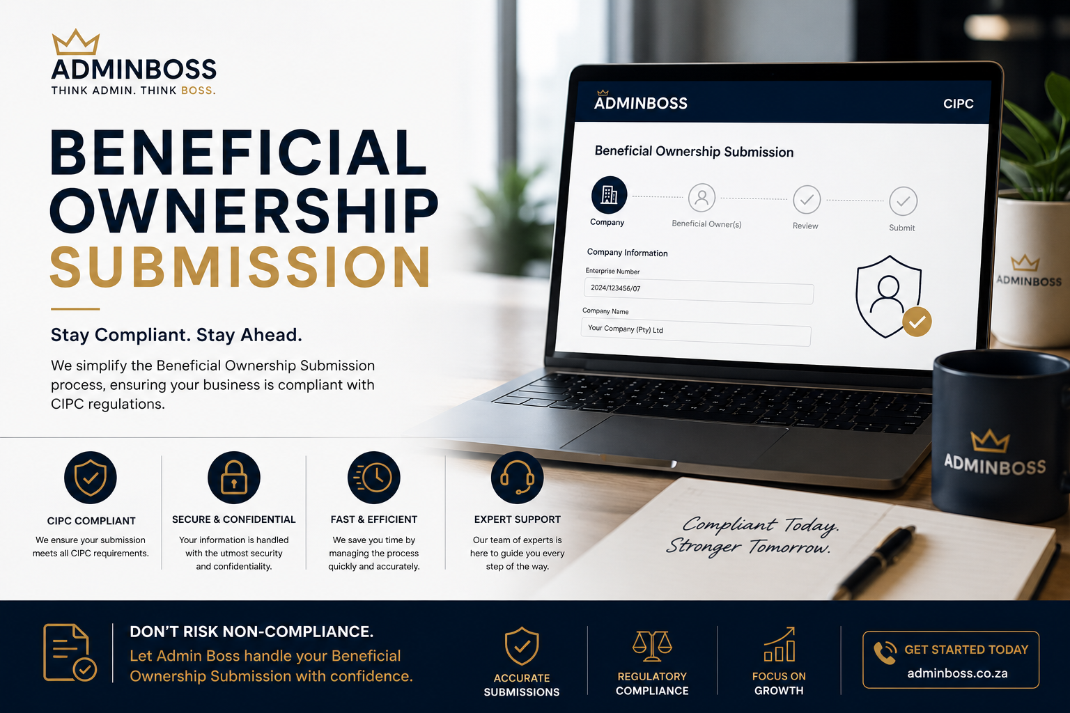 CIPC South Africa beneficial ownership submission portal managed by AdminBoss