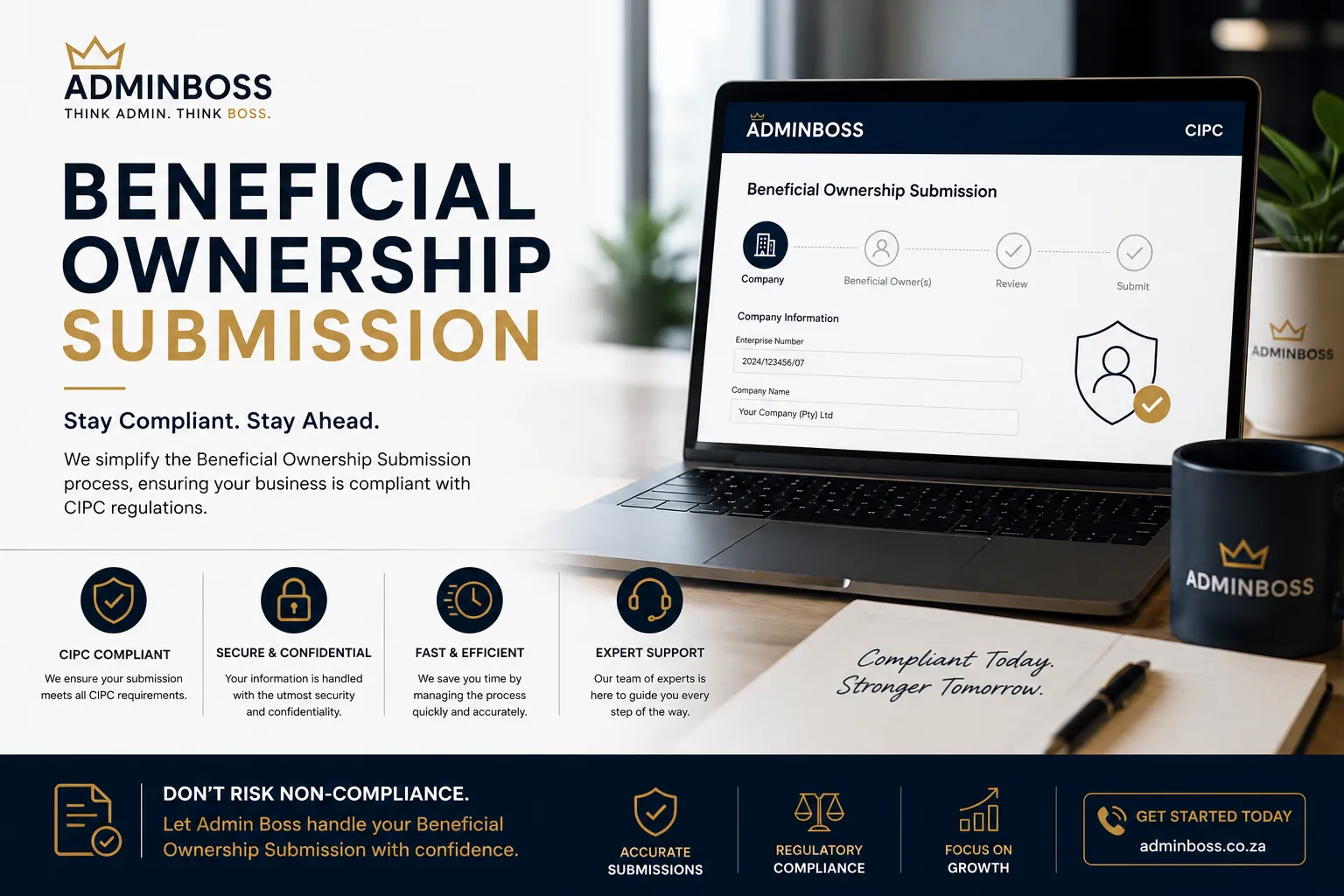 CIPC South Africa beneficial ownership submission portal managed by AdminBoss