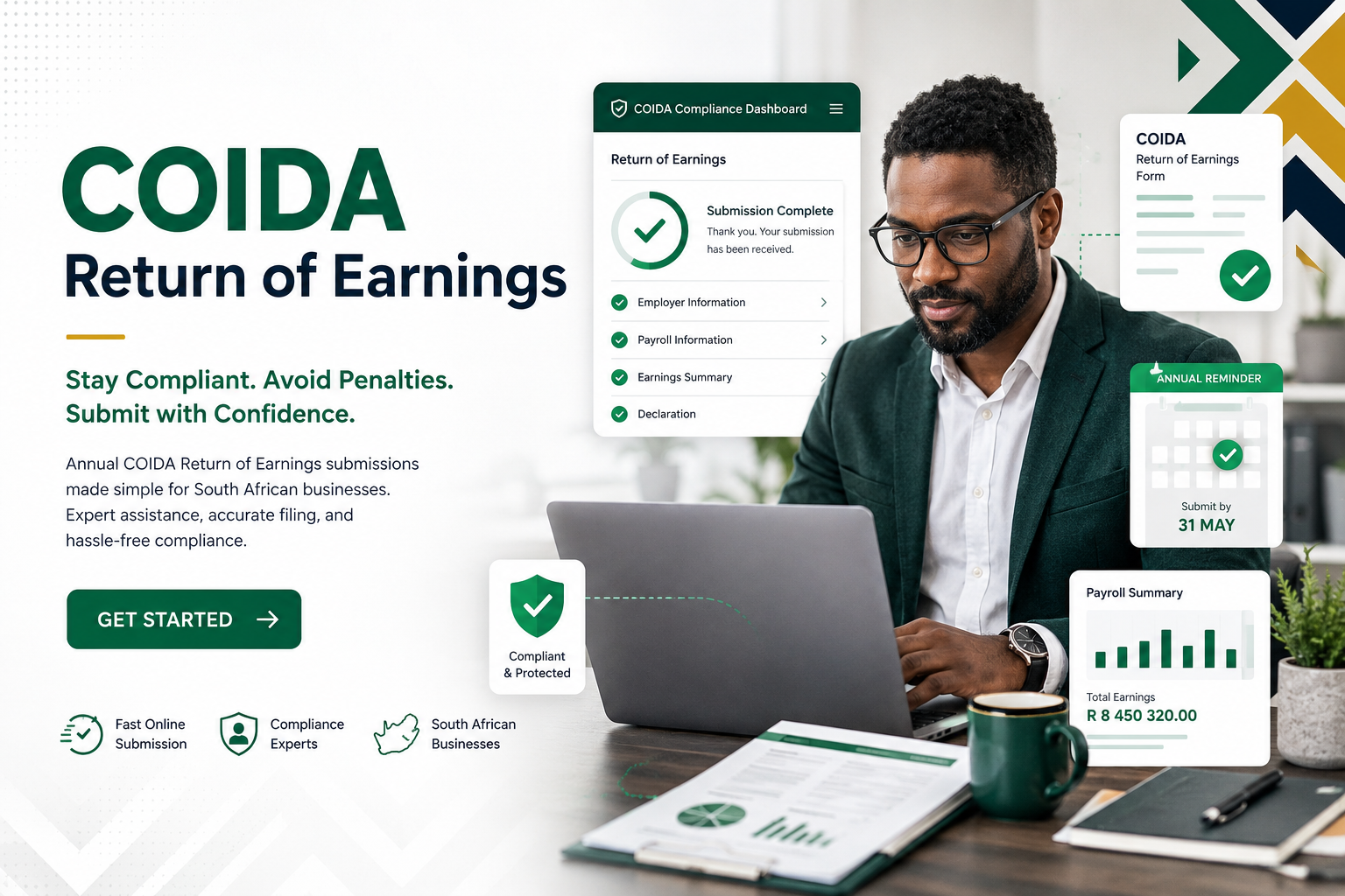 COIDA Return of Earnings South Africa - Admin Boss compliance specialists helping employers submit annual ROE declarations to the Compensation Fund