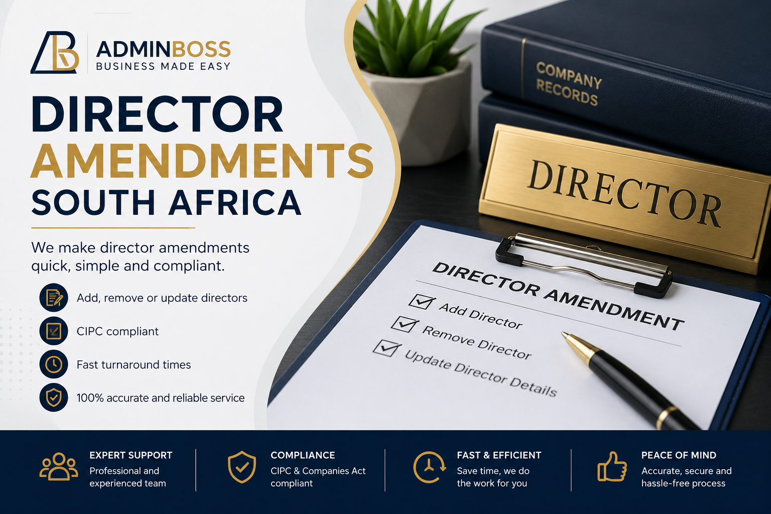CIPC Director Amendments South Africa - Admin Boss Hero Banner showing company director changes process